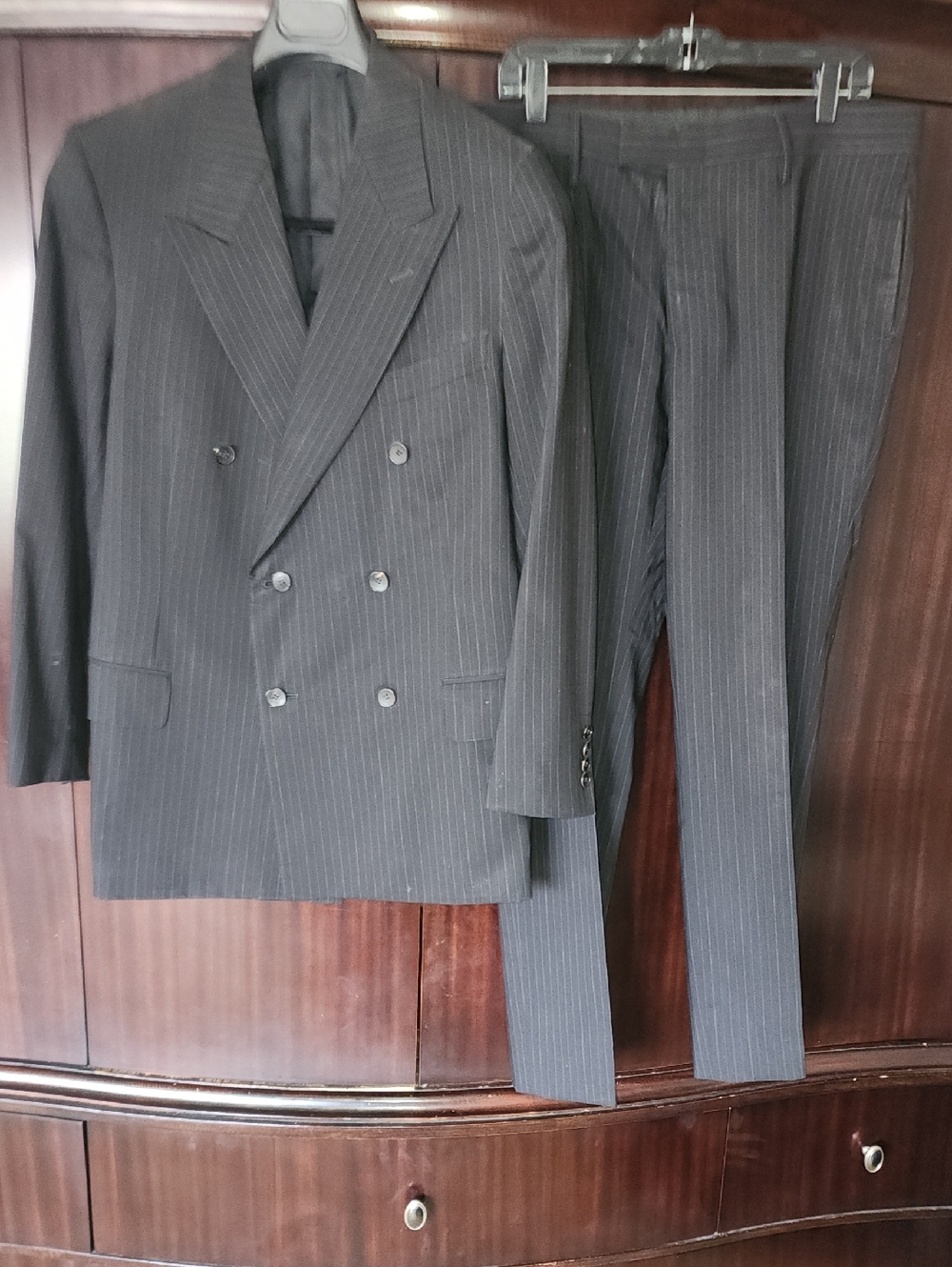 Gucci Double-Breasted Pinstripe Suit in Black